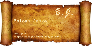 Balogh Janka névjegykártya